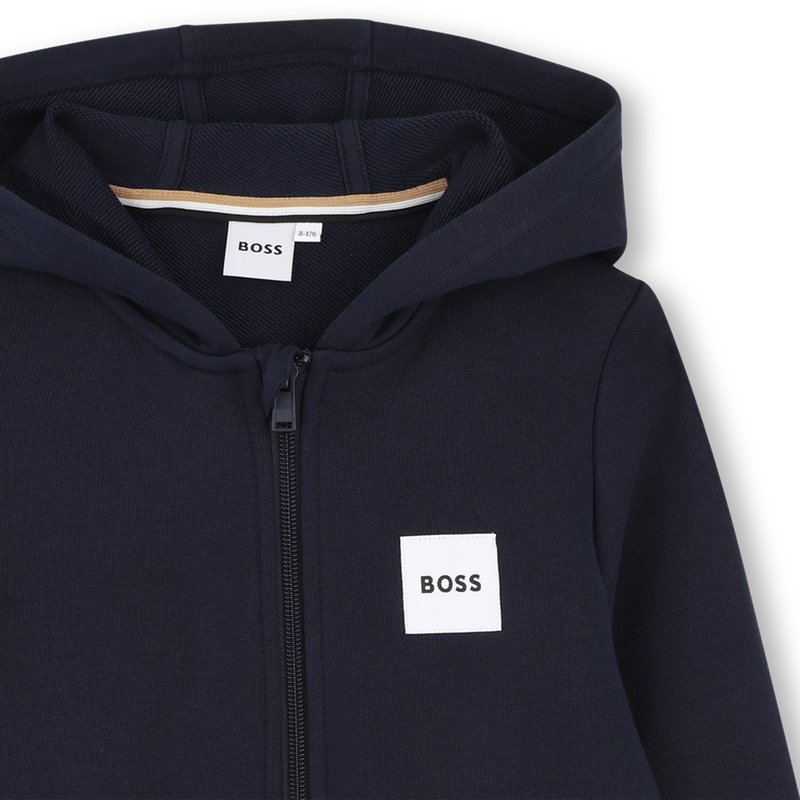 FELPA CON CAPPUCCIO E ZIP BOSS 
                        RAGAZZO