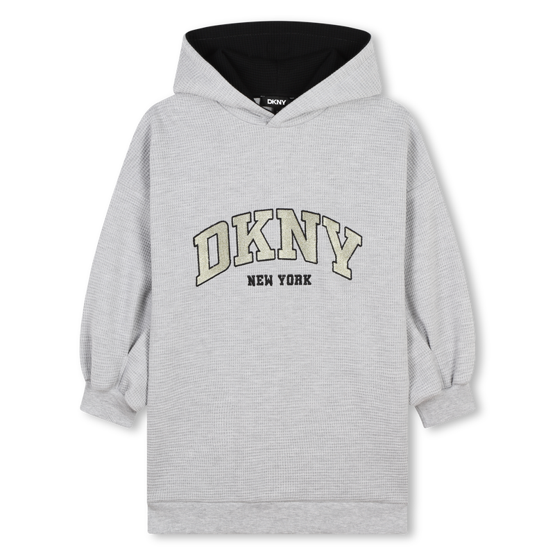 Abito logato con cappuccio DKNY 
                        BAMBINA