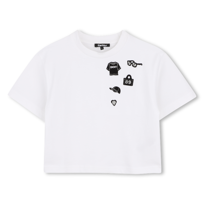 T-SHIRT A MANICHE CORTE DKNY 
                        BAMBINA
