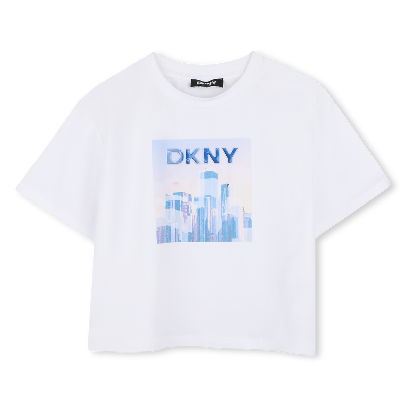 T-SHIRT A MANICHE CORTE DKNY 
                        BAMBINA