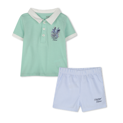 Polo e shorts in cotone KENZO KIDS RAGAZZO