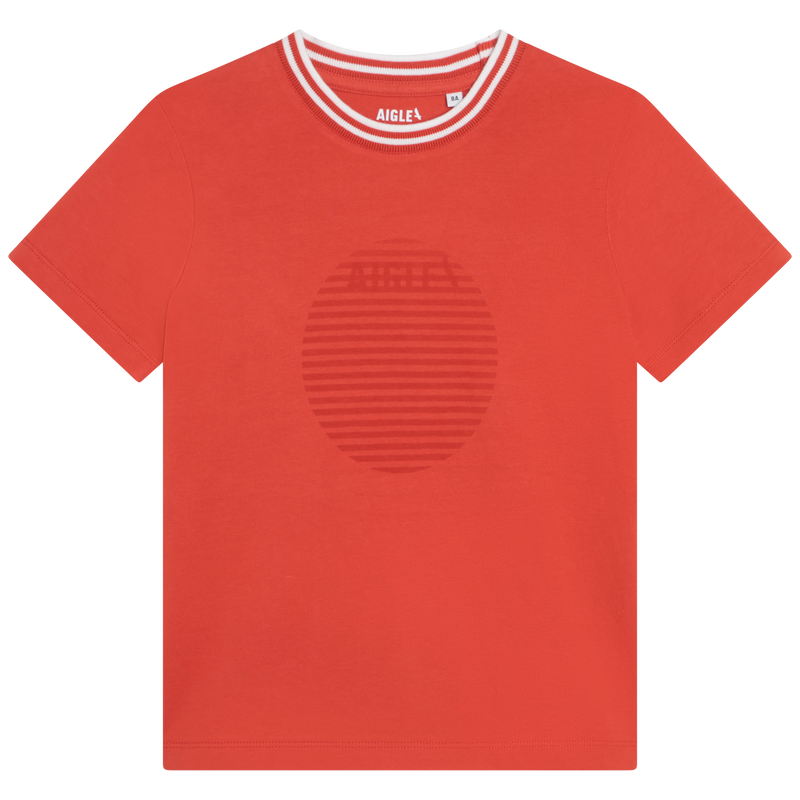 T-shirt con collo a righe