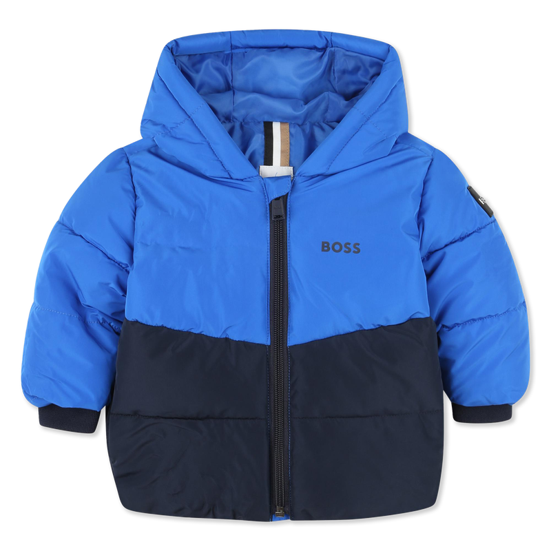 Piumino bicolore con cappuccio BOSS 
                        RAGAZZO