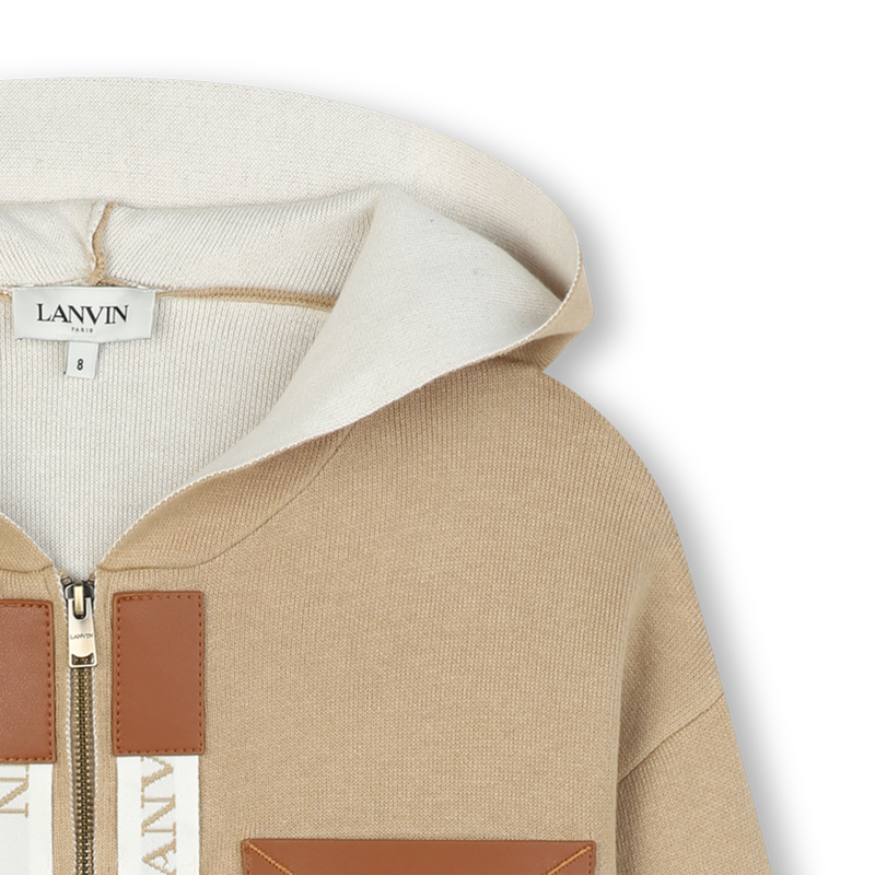 Cardigan in maglia con cappuccio LANVIN 
                        BAMBINA