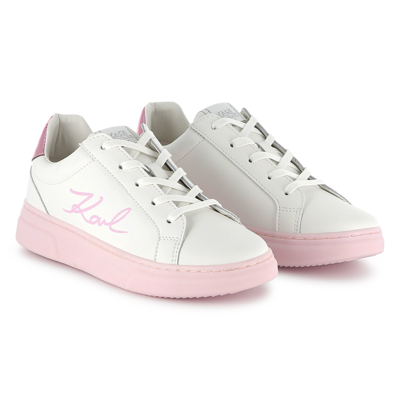 Sneakers in pelle con lacci KARL LAGERFELD KIDS 
                        BAMBINA