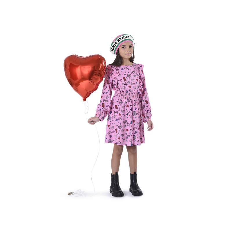 Vestito con volant e stampa