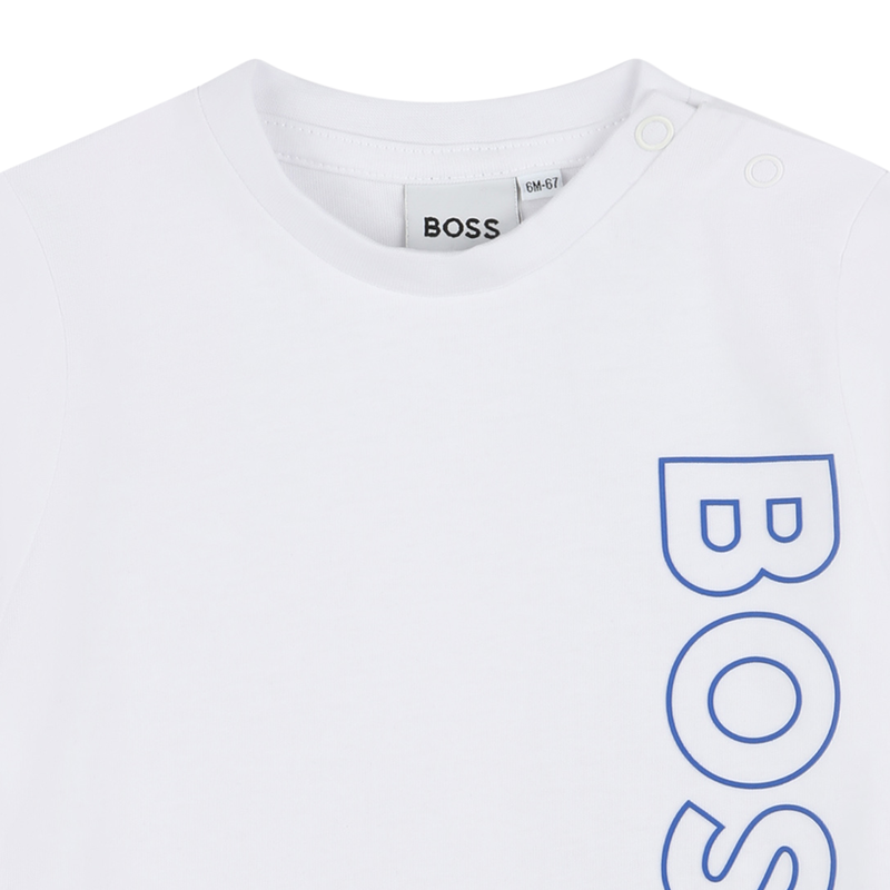 T-shirt cotone logo verticale BOSS 
                        RAGAZZO