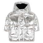 Piumino con cappuccio argento KARL LAGERFELD KIDS 
                    BAMBINA