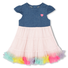 Vestito bimateriale con volant BILLIEBLUSH 
                    BAMBINA