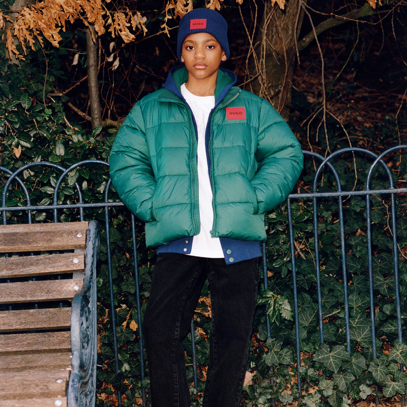 Piumino con zip idrorepellente HUGO 
                        RAGAZZO
