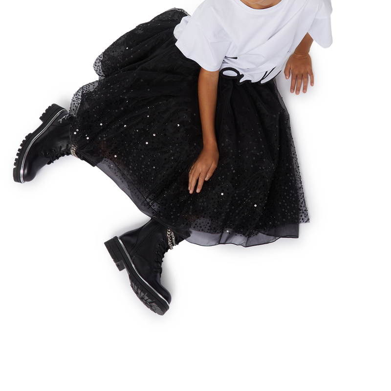Stivaletti in pelle con catene KARL LAGERFELD KIDS 
                        BAMBINA