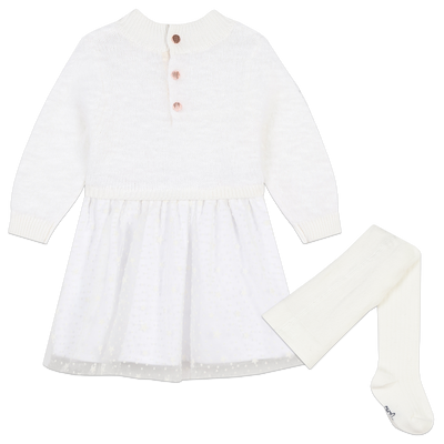 Vestito bi-materiale a maglia CARREMENT BEAU BAMBINA