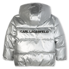 Piumino con cappuccio argento KARL LAGERFELD KIDS 
                    BAMBINA