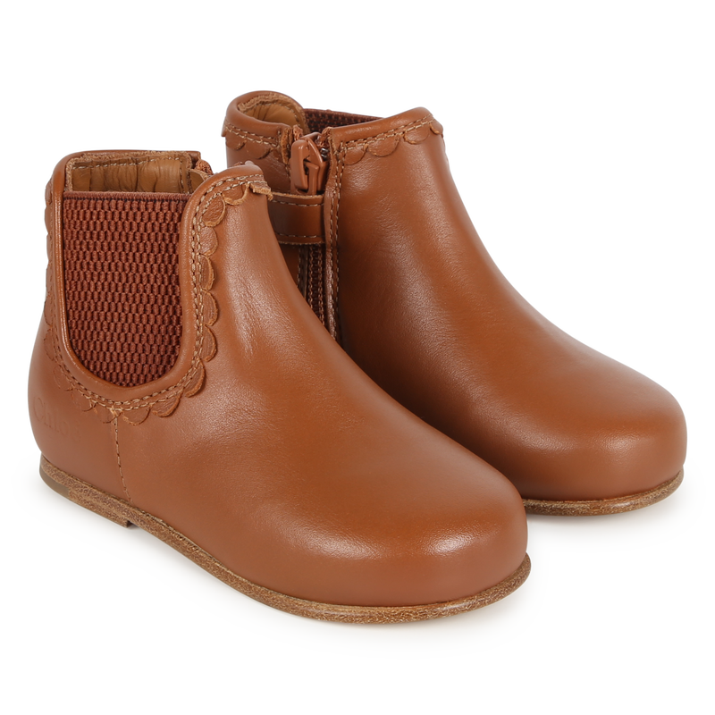 Zip-Up Leather Ankle Boots CHLOE 
                        BAMBINA