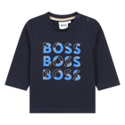 T-shirt in cotone multilogo BOSS 
                    RAGAZZO