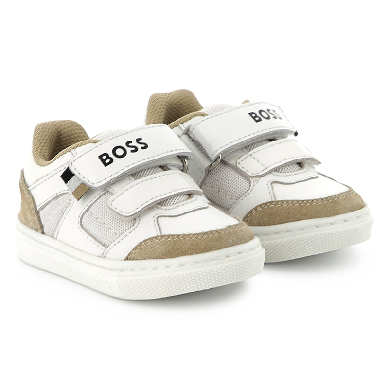 Sneakers in pelle con velcro BOSS 
                        RAGAZZO