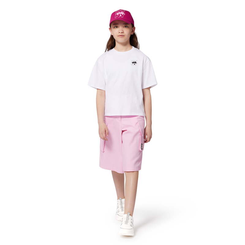 Shorts lunghi in cotone e lino DKNY 
                        BAMBINA