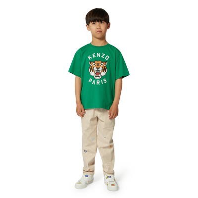 T-shirt in cotone con stampa KENZO KIDS RAGAZZO