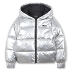 Piumino con cappuccio argento DKNY 
                    BAMBINA