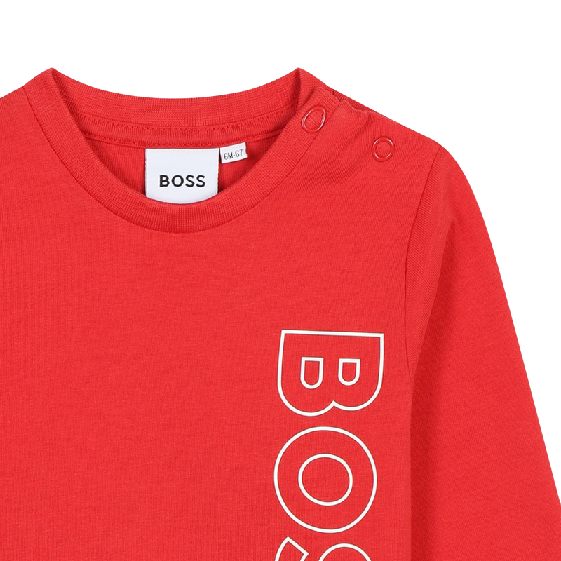 T-shirt cotone logo verticale BOSS 
                        RAGAZZO