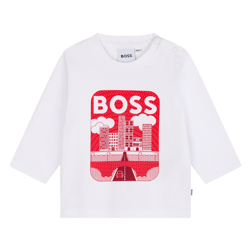 T-shirt in cotone con stampa BOSS 
                        RAGAZZO