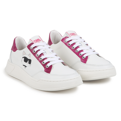 Sneakers di pelle con lacci KARL LAGERFELD KIDS BAMBINA