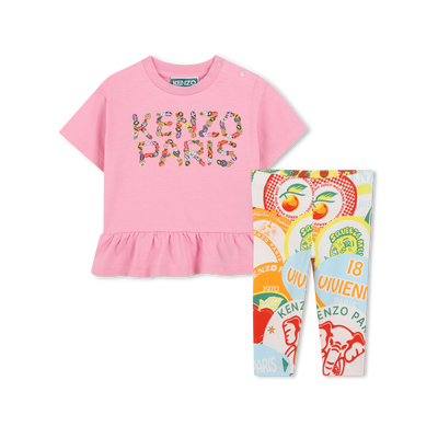 T-shirt e leggings in cotone KENZO KIDS BAMBINA