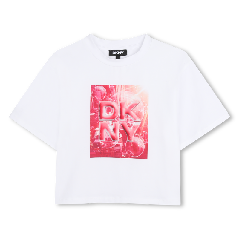 T-SHIRT A MANICHE CORTE DKNY 
                        BAMBINA