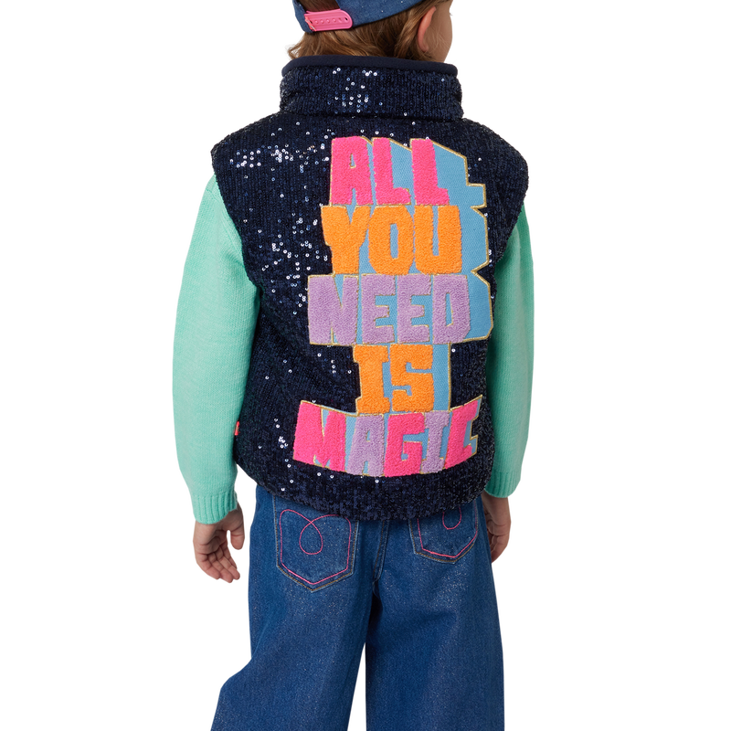 Piumino smanicato paillettes BILLIEBLUSH 
                        BAMBINA