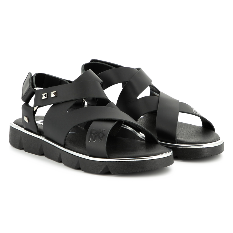 Sandali in pelle con velcro DKNY 
                        BAMBINA