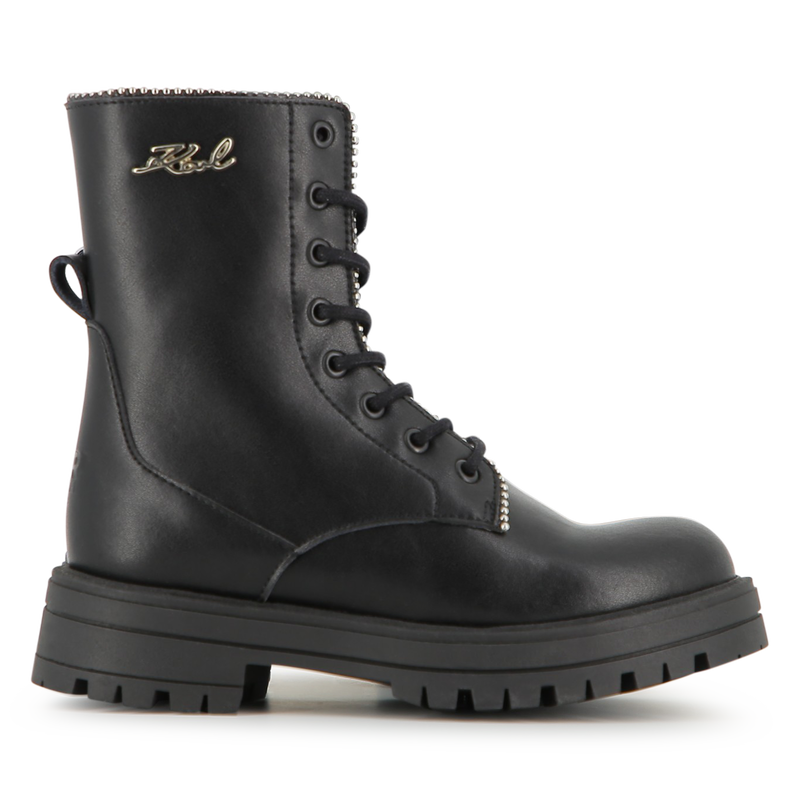 Stivale stringato a met&agrave; polpaccio in pelle di vac KARL LAGERFELD KIDS 
                        BAMBINA