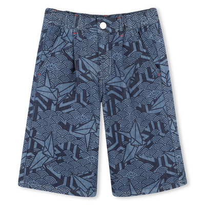 Bermuda in denim stampato KENZO KIDS RAGAZZO