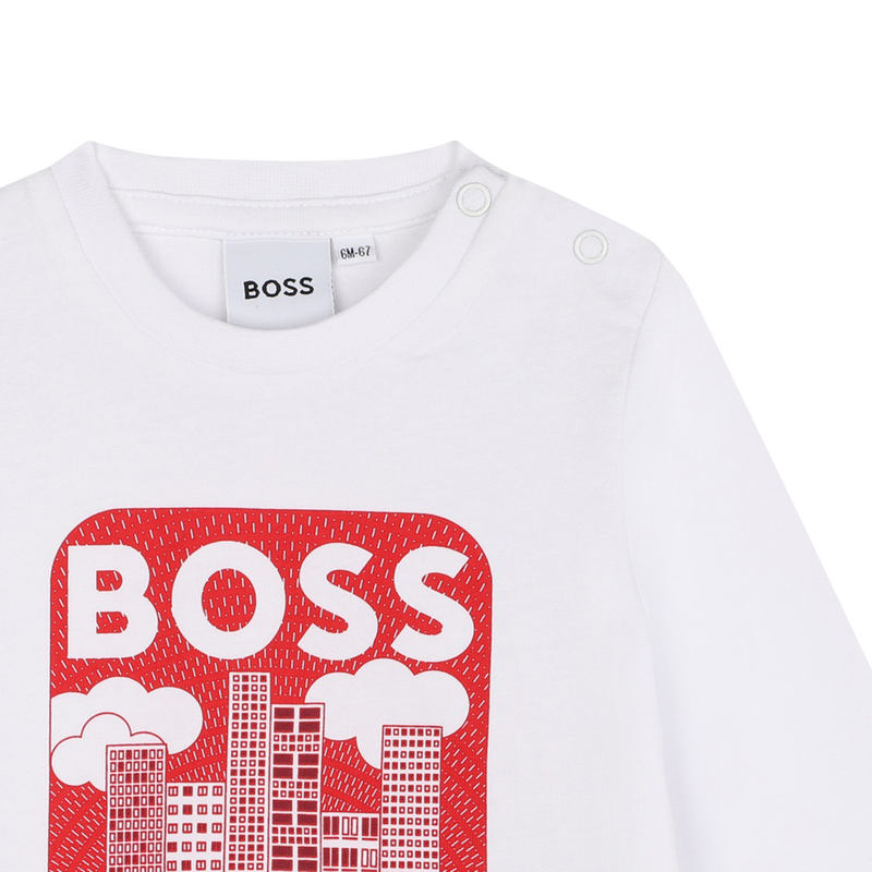 T-shirt in cotone con stampa BOSS 
                        RAGAZZO