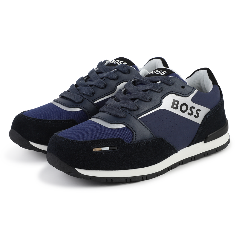 Sneakers stringate misto pelle BOSS 
                        RAGAZZO