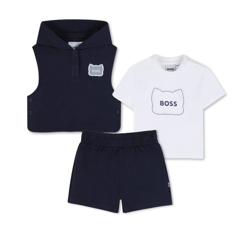 SET T-SHIRT + FELPA + PANTALONCINI BOSS 
                        RAGAZZO