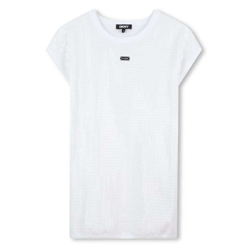Abito in cotone con paillettes DKNY 
                        BAMBINA