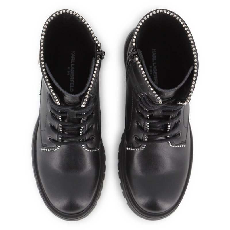 Stivale stringato a met&agrave; polpaccio in pelle di vac KARL LAGERFELD KIDS 
                        BAMBINA