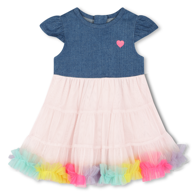Vestito bimateriale con volant BILLIEBLUSH 
                        BAMBINA