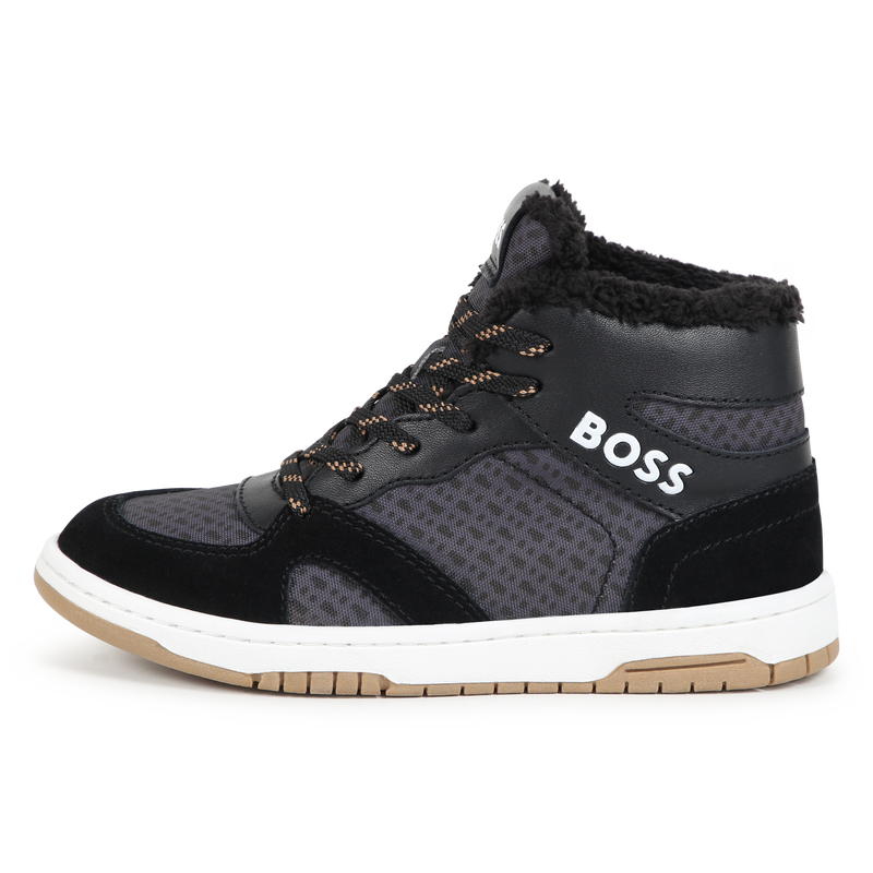 Sneakers stringate misto pelle BOSS 
                        RAGAZZO