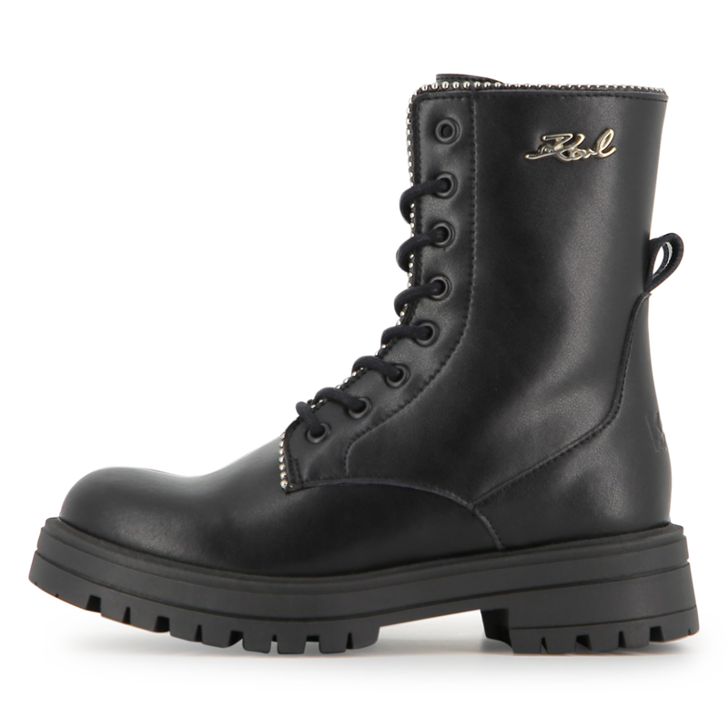 Stivale stringato a met&agrave; polpaccio in pelle di vac KARL LAGERFELD KIDS 
                        BAMBINA