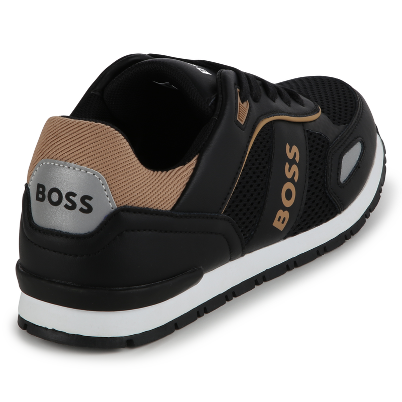 Sneakers stringate con pelle