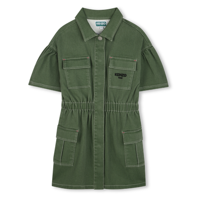 Abito sahariano in cotone KENZO KIDS BAMBINA