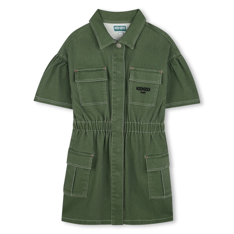 Abito sahariano in cotone KENZO KIDS 
                        BAMBINA