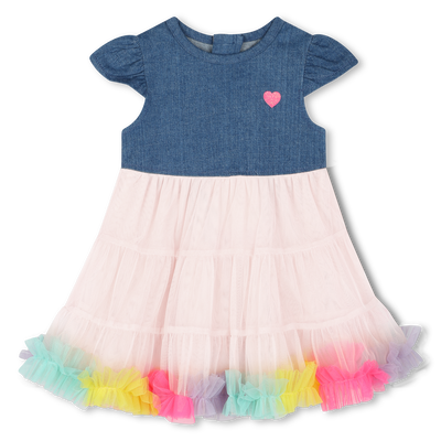 Vestito bimateriale con volant BILLIEBLUSH BAMBINA