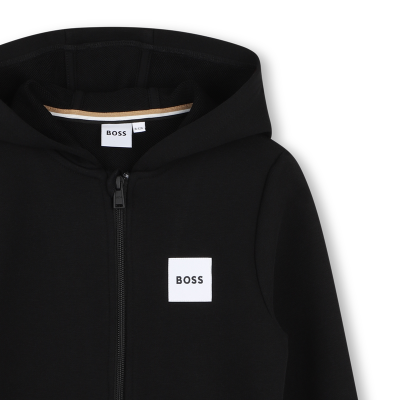 FELPA CON CAPPUCCIO E ZIP BOSS 
                        RAGAZZO