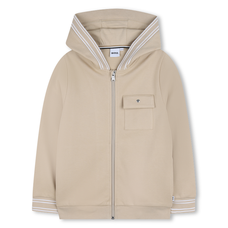 FELPA CON CAPPUCCIO E ZIP BOSS 
                        RAGAZZO