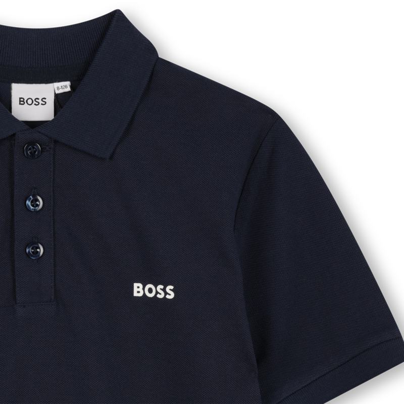 Polo in cotone con logo BOSS 
                        RAGAZZO