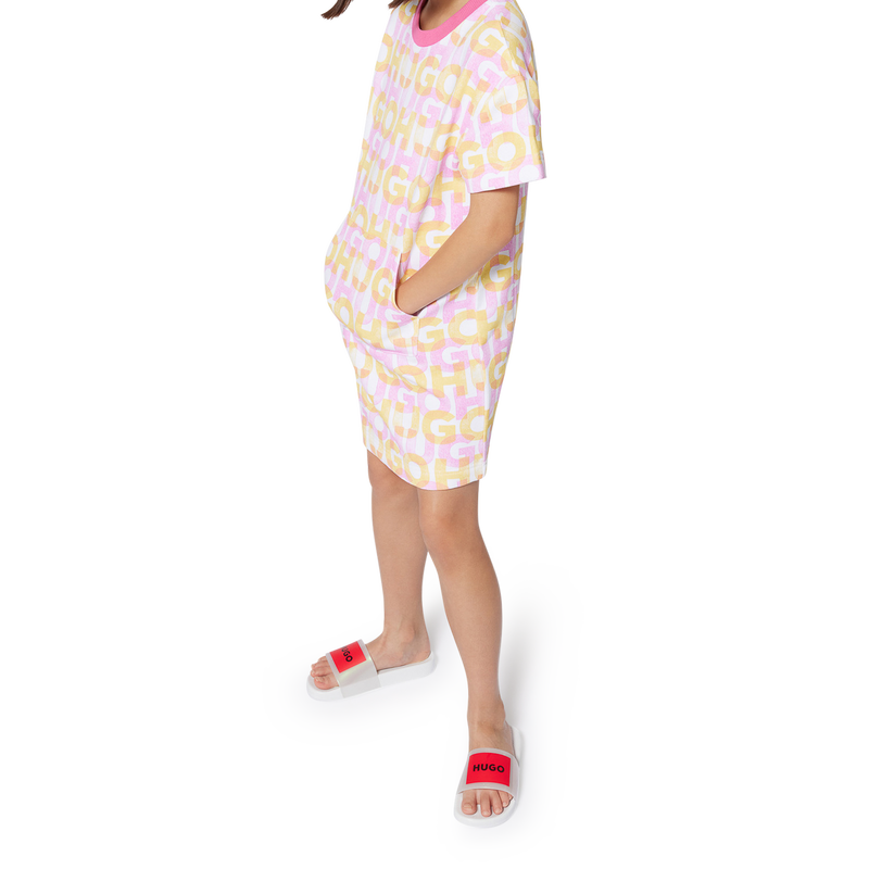 Vestito felpato con stampa HUGO 
                        BAMBINA