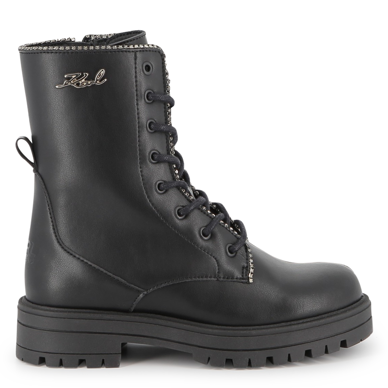 Stivale stringato a met&agrave; polpaccio in pelle di vac KARL LAGERFELD KIDS 
                        BAMBINA