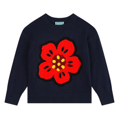 Pullover lavorato fiori e logo KENZO KIDS BAMBINA